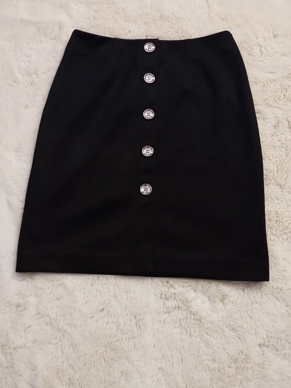 Classic Black Button-Front Mini Skirt